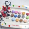 Wholesale Plaid Pattern Acrylic Heart Beads Baked Enamel Finish Loose Beads for DIY Phone Strap Jewelry Making