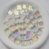 oly-245c35c7f96643b3481c89cd9b74498f Wholesale Electroplated Acrylic Beads for DIY Phone Charms - Pink Transparent Square, Jewelry Making Accessory for Party Gift