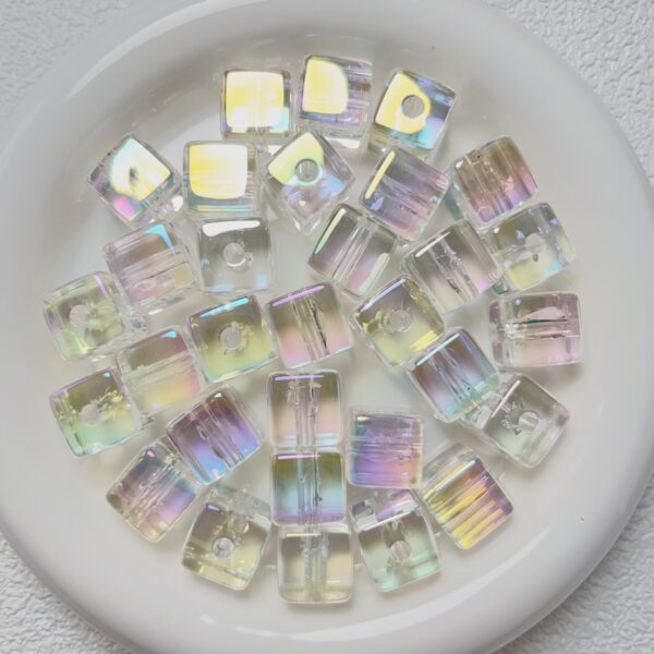 oly-245c35c7f96643b3481c89cd9b74498f Wholesale Electroplated Acrylic Beads for DIY Phone Charms - Pink Transparent Square, Jewelry Making Accessory for Party Gift