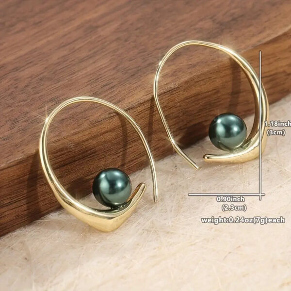 oly-246e7958e22582b5409136b6b239330b Wholesale French Minimalist Faux Pearl Hoop Earrings Silver Tone Vintage Style Zinc Alloy Boutique Resale Jewelry