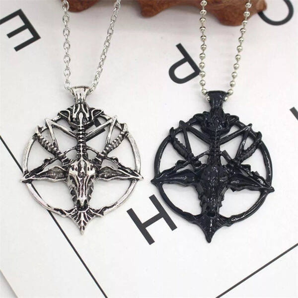 oly-247dac98feb138a00050b867ca793212 Wholesale Vintage Pan God Sheep Head Pentagram Pendant Necklace Stylish Round Chain Jewelry Accessory Gift