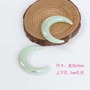 21 - top and bottom hole - green / Size is about 35 * 47mm, aperture is about 2.9mm