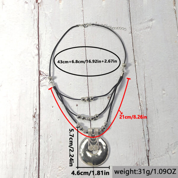 Wholesale Silver Alloy Wax Rope Ring Pendant Necklace For Men Retro Geometric Design Fashion Jewelry Accessory Boutique Resale Gift