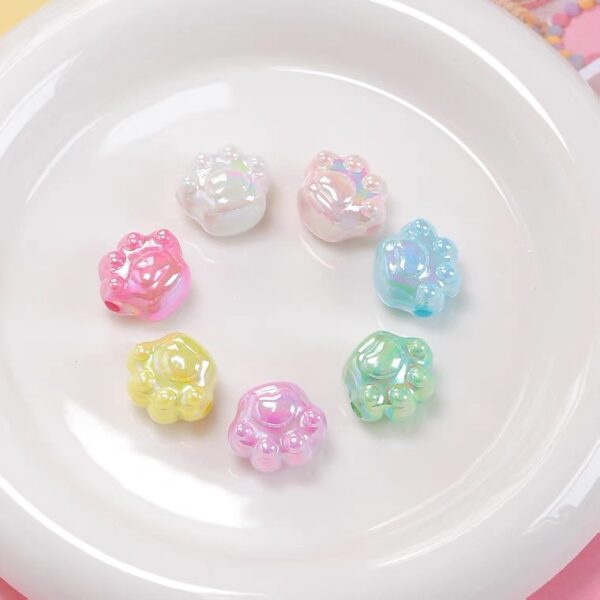 oly-25136feb83a127757d73b9a328a8ce6a Wholesale Electroplated Acrylic Cat Paw Beads - Cream Phantom Color Loose Beads for DIY Jewelry Making, Phone Charms, and Hair Clips