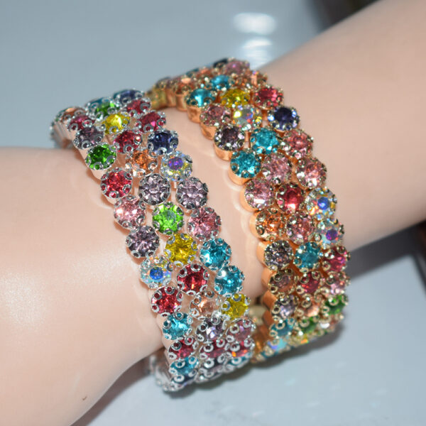 oly-25332a29fd52c1210b28c72197dcceb5 Wholesale 2 Row Rhinestone Electroplated Open Bangle Bracelet For Women Trendy Jewelry Accessory