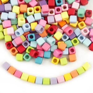oly-253ff71603adfbf8bbca8ee2a1d936c0 Wholesale 100 Pcs Blue Acrylic Square Large Hole Spacer Beads DIY Craft Supply Casual Jewelry Accessory Gift for Party Resale
