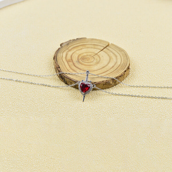 Wholesale Trendy Arrow Through Heart Rhinestone Couple Necklace Set Fashion Jewelry Accessory