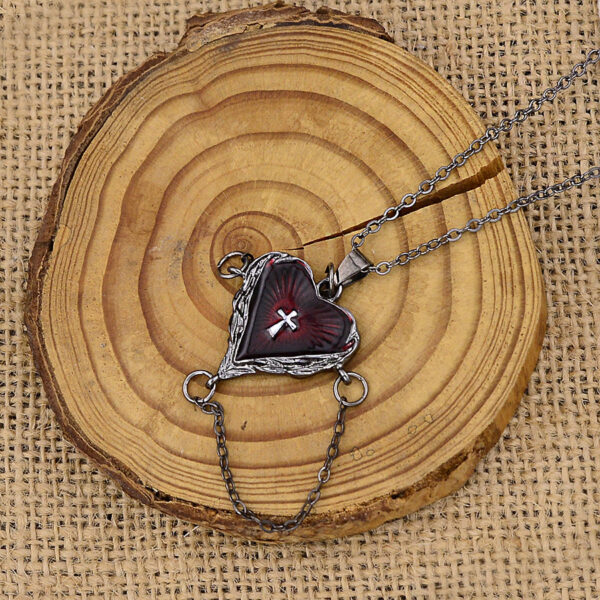 oly-25a05720b999d31fc646ba11d0d8b33b Wholesale Gothic Dark Style Winged Heart Cross Necklace Gun Black Zinc Alloy Fashion Accessory
