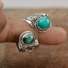 Wholesale Retro Turquoise Silver Adjustable Ring Women S Fashion Jewelry Accessory
