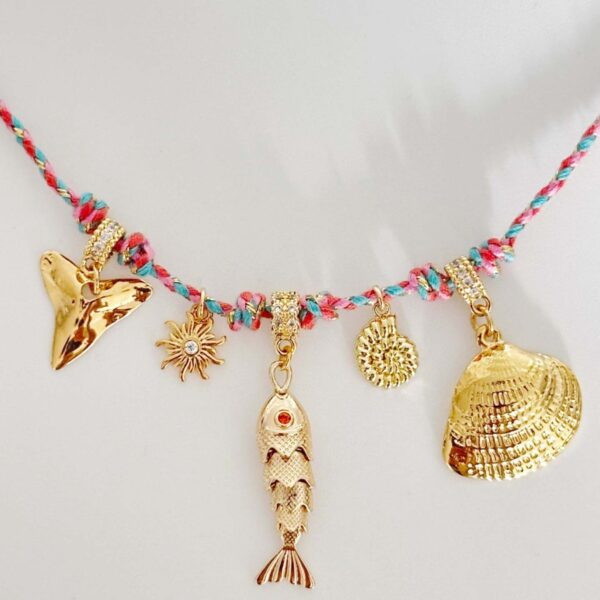 Wholesale Summer Beach Multi Pendant Charm Necklace With Shells Starfish And Animal Charms For Party Fashion Accessory