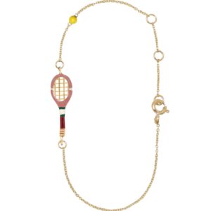 Pink and deep red tennis racket bracelet