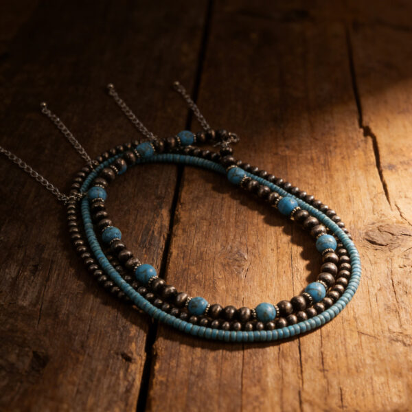 oly-2756f03b035e44a53f95beb23061de0f Wholesale Turquoise Electroplated Zinc Alloy 3 Piece Layering Necklace Set Vintage Chic Jewelry For Women Gift