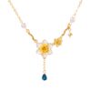 oly-277e37dee51901b3cd201d5134cd048c Wholesale Copper Electroplated Floral Tassel Necklace January Flower Design Trendy Jewelry Accessory For Gift And Everyday Wear
