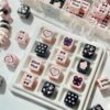 oly-277fcb4dee5925ff5fbeb254bad2d733 Wholesale Black Pink Acrylic Square Beads for DIY Phone Charms Keychain Bag Pendant Craft Supplies