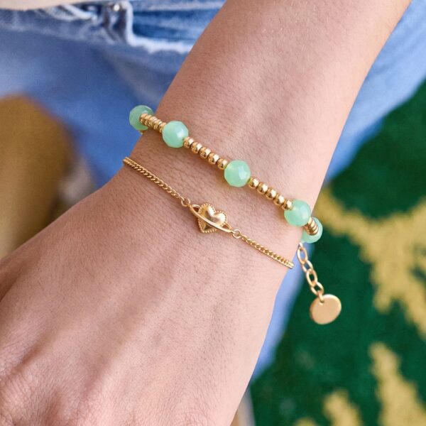 oly-27a2f1aea6d377702a3e249bd1d98763 Wholesale Modern Heart Resin Bead Bracelet Gold Plated Light Green Women S Jewelry Accessory Boutique Resale