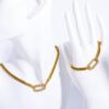 oly-27f22f2776806342316364b78341f6b8 Wholesale Punk Rock Geometric Crystal Choker Necklace Titanium Steel Cuban Chain Chic Jewelry Accessory For Party