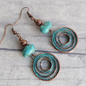 Wholesale Retro Bohemian Turquoise Earrings Alloy Hollow Geometric Design Fashion Jewelry Accessory For Party