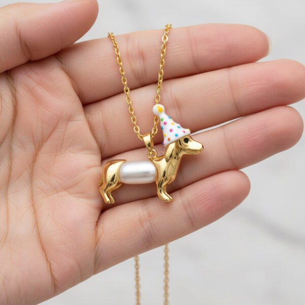 Wholesale Trendy Cute Puppy Pearl Necklace Electroplating Copper Fashion Accessory For Girls Gift Boutique Resale