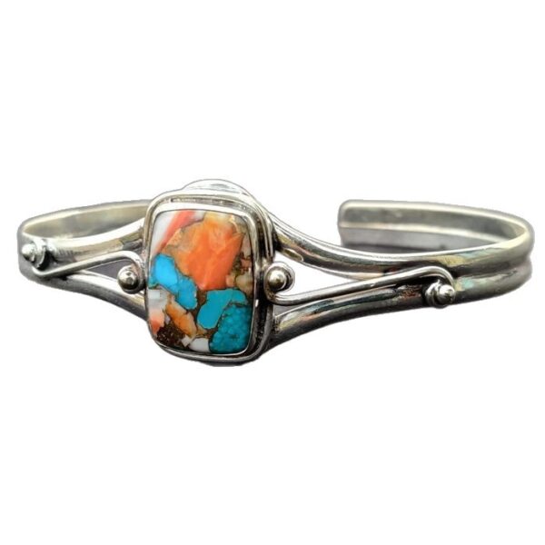 oly-2847800385d9782490b2a9a164bf5fca Wholesale Vintage Square Turquoise Bracelet Silver Tone Metal Stylish Fashion Accessory For Boutique Resale
