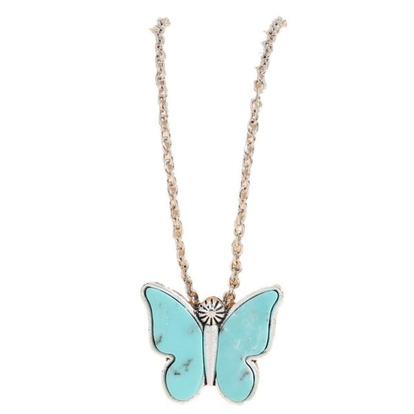 Wholesale Stylish Blue Butterfly Turquoise Inlay Choker Necklace For Women Trendy Collarbone Jewelry Gift