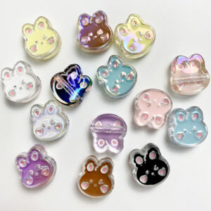 Wholesale Cute Rabbit Head Acrylic Beads DIY Craft Supplies for Phone Straps Hair Ties Bag Charms