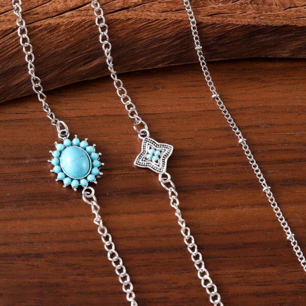 Wholesale Vintage Bohemian Imitation Turquoise Bracelet 3 Pack Zinc Alloy Fashion Accessory For Gift And Everyday Wear