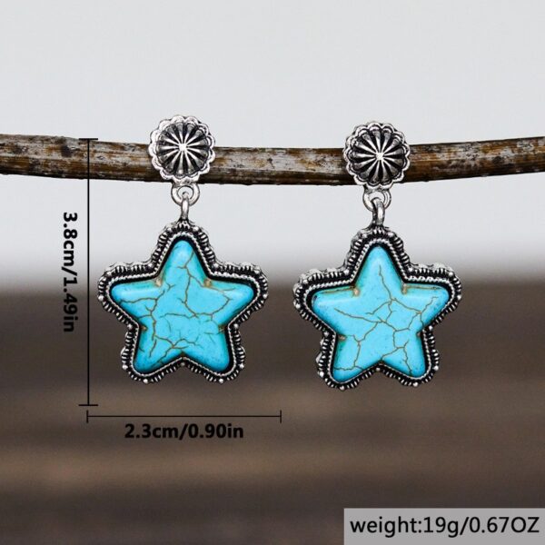 Wholesale Retro Five Point Star Drop Earrings For Women Silver Alloy Western Style Jewelry Trendy Party Fashion Accessory Boutique Resale