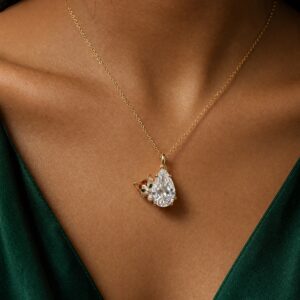 Peeking out at the new cat teardrop necklace