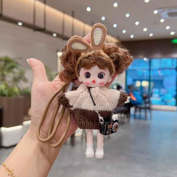 Wholesale Stylish Cute Doll Keychain White Vinyl Bunny Ear Design Fashion Accessory For Bags And Keys