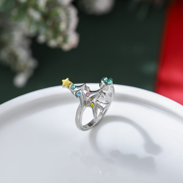 oly-291a627c2284bd431a4acc68be60467e Wholesale Stylish Christmas Tree Adjustable Ring Silver Zinc Alloy Cute Party Jewelry Gift For Resale
