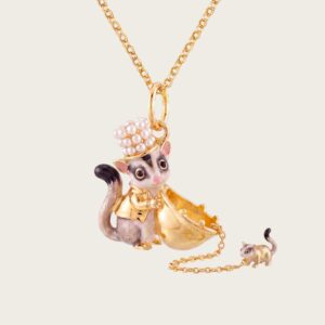 Top hat honey leopard pendant necklace
