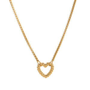 Braided Heart-Shaped Elastic Gold Necklace