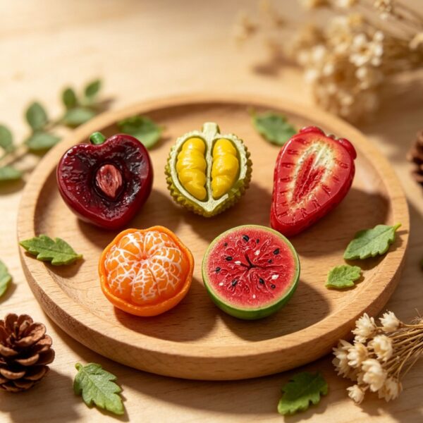 oly-29c1e6a342bec1396366217f2063980f Wholesale Resin Half Cut Cherry Fruit Keychain Pendant Trendy DIY Jewelry Accessory for Bag Charm Car Key and Home Decor