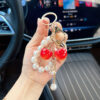 Wholesale Chic Cherry Keychain Bag Charm With Pearl Trim Gradient Red Acrylic Car Key Accessory For Gift And Resale