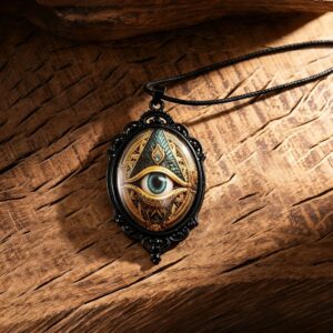 oly-2a300ddb44a81c49fb6e38735884e80f Wholesale Gothic All Seeing Eye Pendant Necklace Retro Horus Eye Amulet Black Rope Chain Zinc Alloy Jewelry For Boutique Resale Or Gift