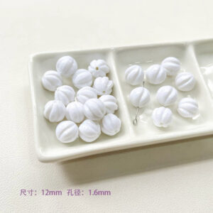19-white pumpkin beads / See picture for size (sold by piece)