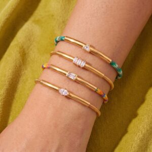 Wholesale Women S Snake Bone Chain Bracelet Geometric Zircon With Colorful Braided Rope Fashion Jewelry Accessory Gift
