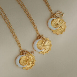oly-2ac8e06ee2781774269269df6b8f3080 Wholesale 12 Zodiac Moon Opal Pendant Necklace For Women Casual Gift Fashion Accessory