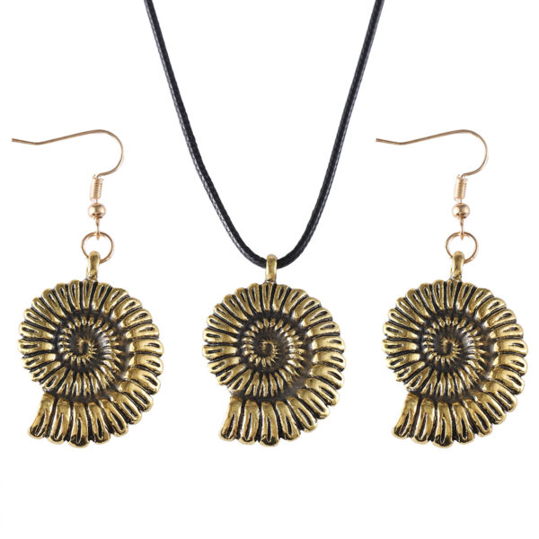 oly-2acbda3b36c39930a6e95f6d946f6686 Wholesale Vintage Conch Shell Pendant Earrings And Necklace Set Zinc Alloy Electroplated Fashion Jewelry For Women Boutique Resale Accessory