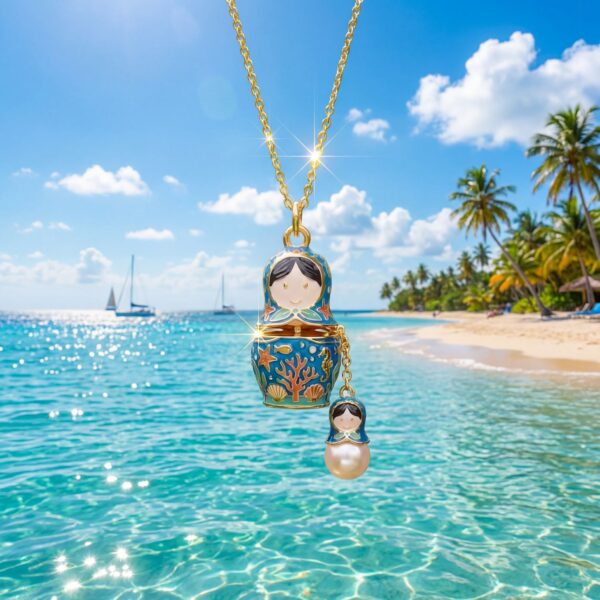 oly-2ad20060bc1ab52cb246bde223dc0d4e Wholesale Ocean Blue Opening Matryoshka Locket Pendant Necklace Copper Electroplated Jewelry Accessory Gift