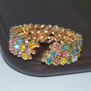 oly-2ae0721fd361fc64efb5739123db35b9 Wholesale 2 Row Rhinestone Electroplated Open Bangle Bracelet For Women Trendy Jewelry Accessory