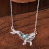 Wholesale Retro Whale Pendant Necklace With Turquoise Accent Antique Silver Finish Bohemian Jewelry Accessory For Gift