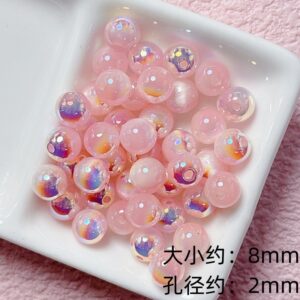 E139-14-[jelly powder] 8mm round beads / (sold by piece) see picture for size
