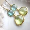 Wholesale Retro Irregular Blue Green Resin Zinc Alloy Earrings Trendy Fashion Accessory For Gift And Boutique Resale