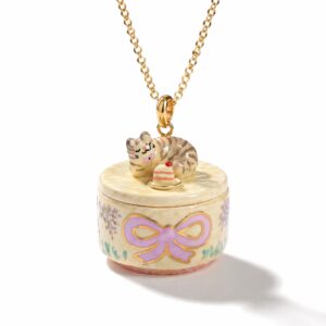 Purple Bow Cat Cake Opening Necklace