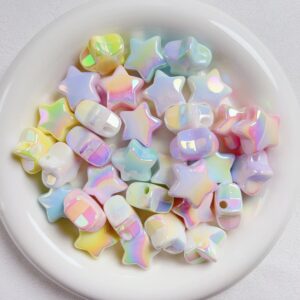 Wholesale Cream UV Acrylic Five-Pointed Star Loose Beads for DIY Jewelry, Phone Charms, Hair Accessories, Boutique Resale