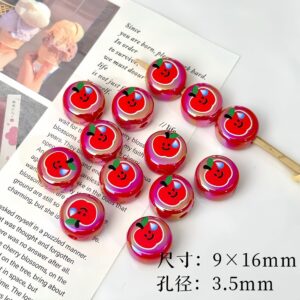 06-apple smiley round cake / Size is about 14mm, hole diameter is about 4mm