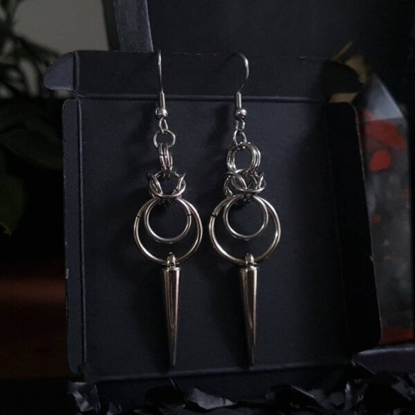 oly-2c4c0ad43f85dcfd011fcfbea4fce955 Wholesale Vintage Double Ring Drop Earrings For Women Silver Tone Alloy Punk Retro Pendant Jewelry Fashion Accessory Gift Resale