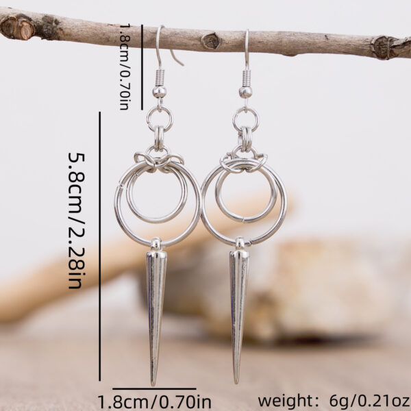oly-2c9ac142aefe6d7c9da169442fcb68b6 Wholesale Vintage Double Ring Drop Earrings For Women Silver Tone Alloy Punk Retro Pendant Jewelry Fashion Accessory Gift Resale