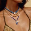 Wholesale Retro Geometric Evil Eye Unicorn Necklace Colorful Beaded Chain Fashion Jewelry Accessory